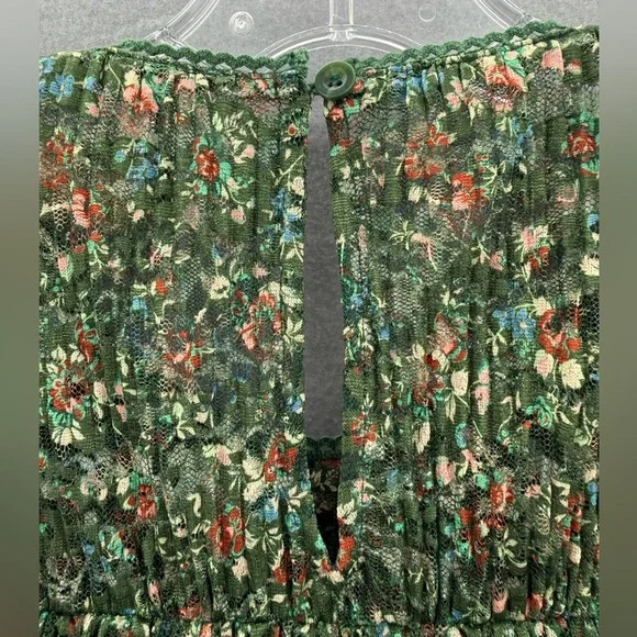 Anthropologie Porridge Pleated Floral Printed Lace Blouse Size L Romantic - Picture 9 of 14